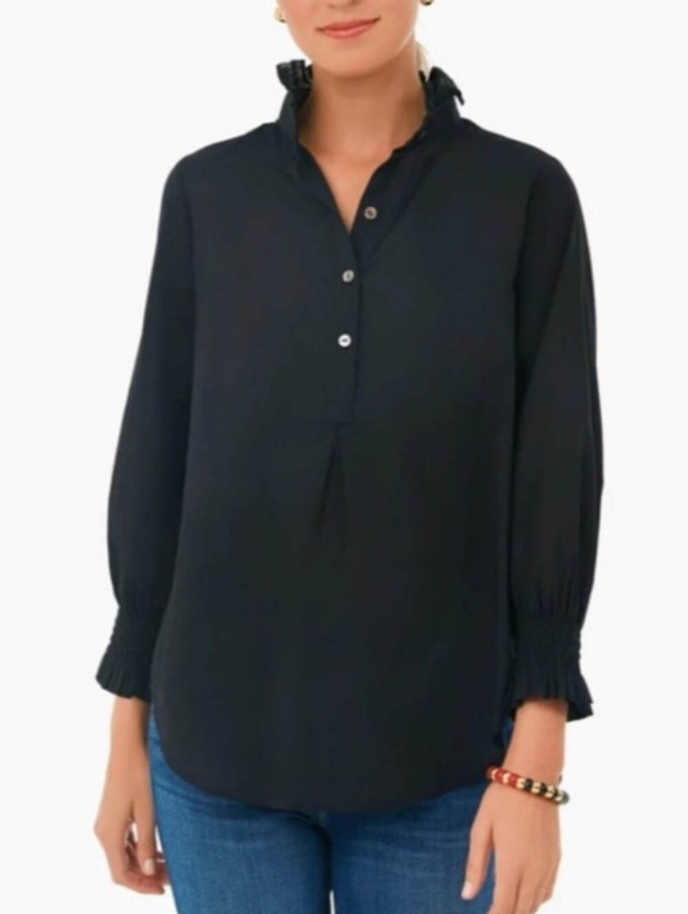 Tuckernuck Black Cotton Teagan Popover Shirt Size XL